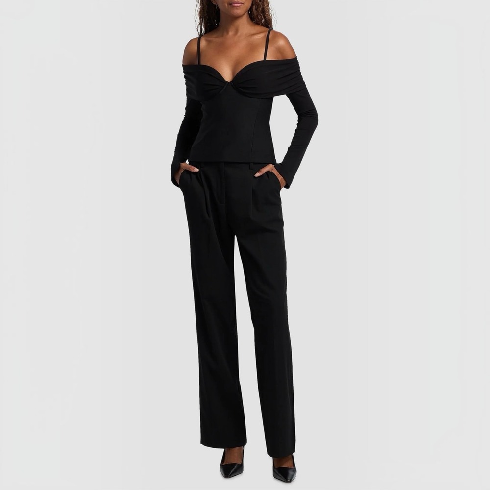 NEW SIMKHAI Hazel Off-the-Shoulder Sweetheart Top Black Size Small NWT